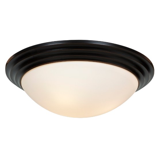 Foto para 10w (3 x 3.33333) 2400lm 30k Strata E-26 Replaceable LED Damp Location Oil Rubbed Bronze Opal Dimmable LED Flush Mount