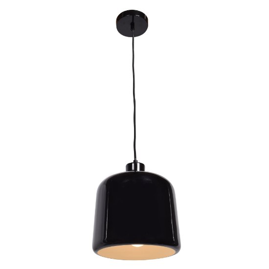 Foto para 60w 800lm 27k Nostalgia E-26 Incandescent Dry Location Shiny Black White 1-Light Pendant 10.5"Ø10" (OA HT 131")