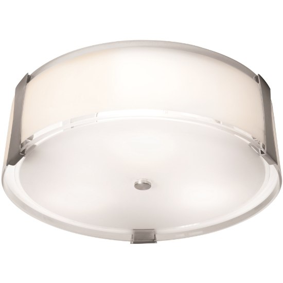 Foto para 10w (3 x 3.33333) 2400lm 30k Tara E-26 Replaceable LED Damp Location Brushed Steel Opal Dimmable LED Flush Mount 4.75"Ø18" (CAN 0.9")