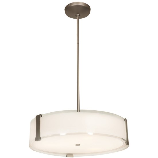 Foto para 10w (3 x 3.33333) 2400lm 30k Tara E-26 Replaceable LED Damp Location Brushed Steel Opal Dimmable LED Semi-Flush or Pendant (OA HT 13-50.75") (CAN 0.9")