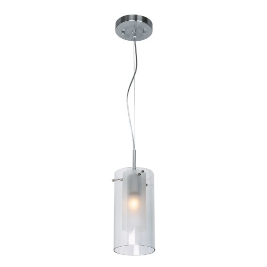 Foto para 11w 800lm 30k Proteus E-26 Replaceable LED Dry Location Brushed Steel Frosted Clear Dimmable LED Cable Suspended Pendant (OA HT 125") (CAN 0.25")