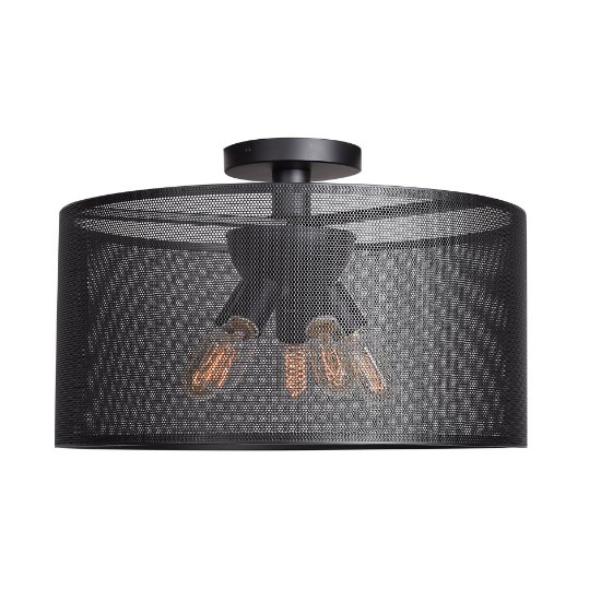 Foto para 5w (5 x 1) 1900lm 22k Epic Dimmable E-26 Replaceable LED Damp Location Black Round Semi-Flush 10"Ø19.7"