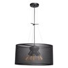 Foto para 60w (5 x 12) 4000lm 27k Epic E-26 Incandescent Damp Location Black Round Pendant 10"Ø19.7" (OA HT 131") (CAN 1.5"Ø5")