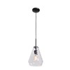 Foto para 60w 800lm 27k Simplicite E-26 Incandescent Damp Location Black Clear Wavy Glass Pendant 10"Ø9" (OA HT 131")