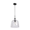 Foto para 60w 800lm 27k Simplicite E-26 Incandescent Damp Location Black Clear Wavy Glass Pendant 11.5"Ø11" (OA HT 132")