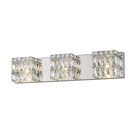 Foto para 5.5w (3 x 1.83333) 1410lm 30k Magari Dimmable SSL Dedicated LED Damp Location Chrome Crystal 3-Light Vanity