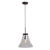 Foto para 60w 800lm 27k Simplicite E-26 Incandescent Dry Location Black Chrome Clear 1-Light Bell Glass Pendant (OA HT 131") (CAN 1.5"Ø5.13")