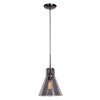 Foto para 60w 800lm 27k Simplicite E-26 Incandescent Dry Location Black Chrome Smoke 1-Light Pendant 10.13"Ø9.1" (OA HT 132") (CAN 1.5"Ø5.13")