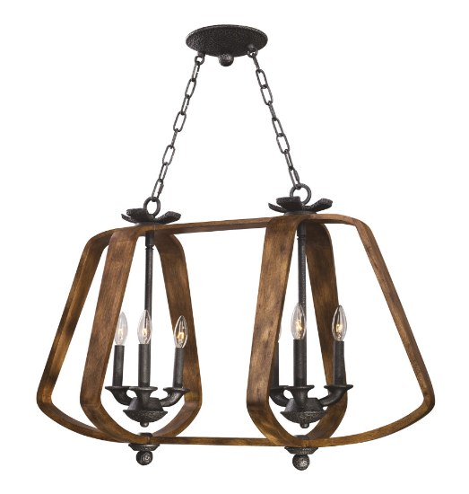 Foto para Road House 6-Light Chandelier BWIO CA Incandescent Incandescent (OA HT 31.13"-63.13") (CAN 7.5"x7.5"x1.38")36" Chain