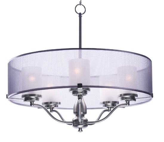 Foto para Lucid 5-Light Pendant SN Organza Fabric + Gla MB Incandescent Incandescent (OA HT 24") (CAN 4.75"x4.75"x1")