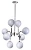 Foto para Atom 8-Light Pendant BKPN White Opal Glass CA Incandescent E12 Incandescent (OA HT 61.5")