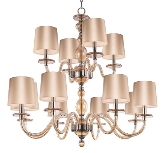 Foto para Venezia 12-Light Chandelier PN Cognac Fabric CA Incandescent Incandescent 72" Chain