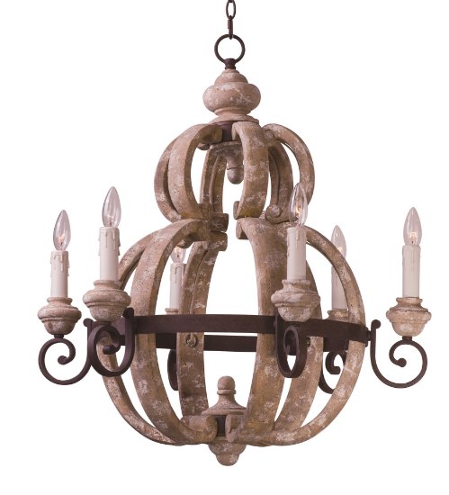 Foto para Olde World 6-Light Chandelier SW CA Incandescent E12 Incandescent 28"x31" 36" Chain