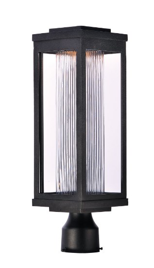 Foto para Salon LED 1-Light Outdoor Post BK Clear Ribbed Glass PCB LED