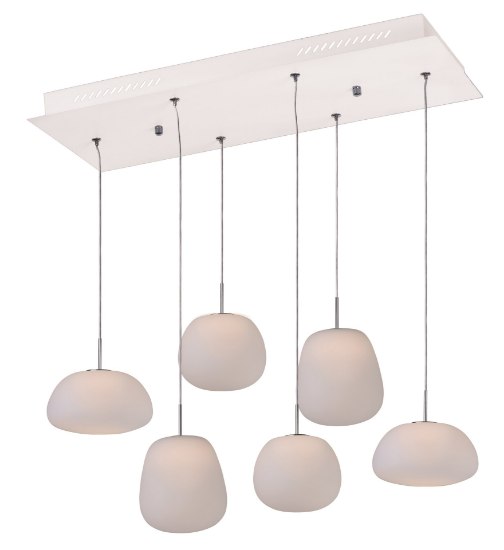 Foto para 28.8W Puffs 6-Light Pendant WT Matte White Opal Glass PCB LED (OA HT 10"-130")