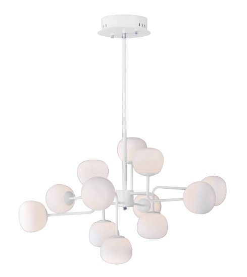 Foto para 4.8W Puffs 12-Light Pendant WT Matte White Opal Glass PCB LED (OA HT 24.5"-54") (CAN 8.25"x8.25"x2")