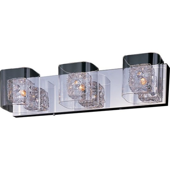 Foto para 40W Gem 3-Light Bath Vanity with SV Shade PC Clear Glass + Steel + Crys G9 Xenon Xenon