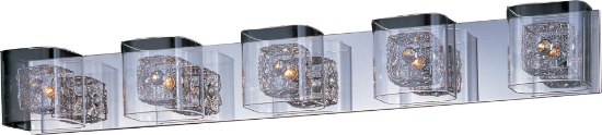 Foto para 40W Gem 5-Light Bath Vanity with PC Shade PC Clear Glass + Steel + Crys G9 Xenon Xenon