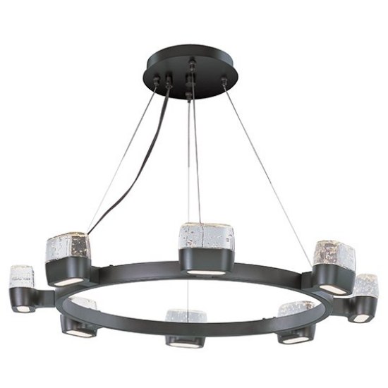 Foto para 3W Volt LED 16-Light Pendant BZ Etched/Bubble 28"x28"x3" (OA HT 8"-120") (CAN 13"x13"x1")