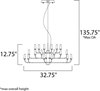 Foto para 1.2W Candela LED Pendant BZ Frost White Frosted Acrylic + Gl PCB LED 32.75"x32.75"x12.75" (OA HT 15.75"-135.75")