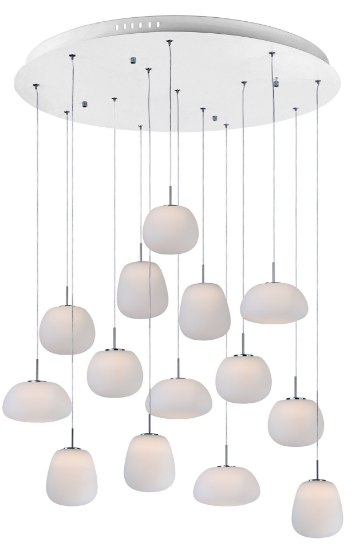 Foto para 67.2W Puffs 14-Light Pendant WT Matte White Opal Glass PCB LED (OA HT 10"-130")