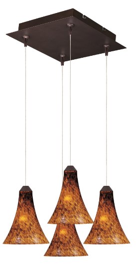 Foto para 50W Leopard 4-Light RapidJack Pendant and Canopy BZ Amber Leopard Glass 12V GY6.35 T4 Xenon 10.75"x10.75"x8.75" (OA HT 12.5"-132.5") (CAN 10.75"x10.75"x2.5")