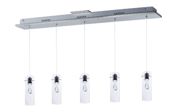 Foto para 3W Solitaire 5-Light LED Pendant PC Clear Glass PCB LED (OA HT 14.5"-132")