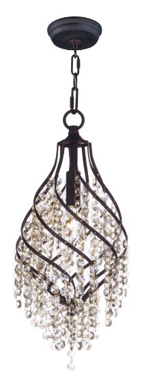 Foto para Twirl 1-Light Pendant OI Cognac CRYSTAL CA Incandescent Incandescent 7.5"x7.5"x17.5" (OA HT 22.5"-59.5") (CAN 5"x5"x1.25")36" Chain