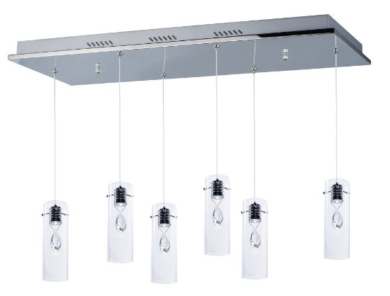 Foto para 3W Solitaire 6-Light LED Pendant PC Clear Glass COB LED (OA HT 14.5"-132")