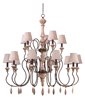 Foto para Olde World 15-Light Chandelier with Shades SW Flax Fabric CA Incandescent E12 Incandescent 72" Chain