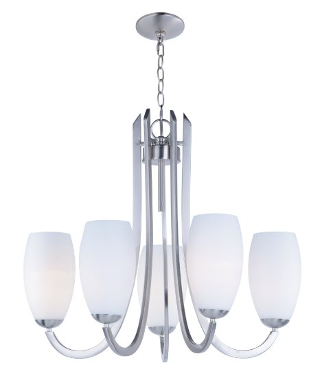 Foto para Taylor 5-Light Chandelier SN Satin White Opal Glass MB Incandescent Incandescent (CAN 2.54"x2.54"x1")36" Chain