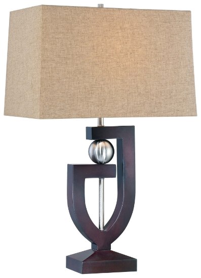 Foto para 100w SW 1 Light Table Lamp Dark Brown+brushed Nickel Oatmeal