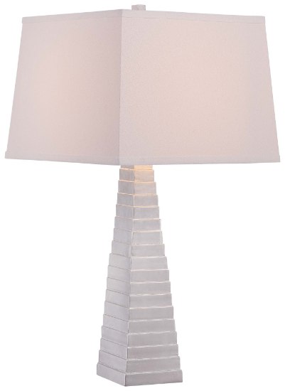 Foto para 113w SW 1 Light Table Lamp Silver Leaf White Linen