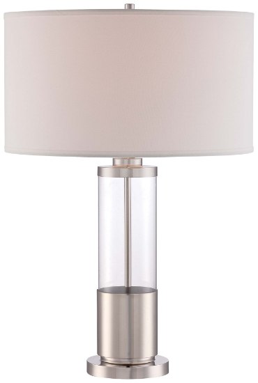 Foto para 113w SW 1 Light Table Lamp Polished Nickel/Clear Glass White Linen