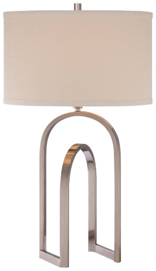 Foto para 100w SW 1 Light Table Lamp Brushed Nickel White Ivory