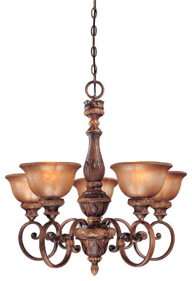 Foto para 100w CW 5 Light Chandelier Illuminati Bronze Silver Patina Glass