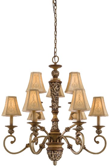 Foto para 60w SW 9 Lt Chandelier- Jessica Mcclintock Home- The Romance Collection™ Florence Patina Embroidered Faux Silk Shades