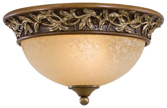 Foto para 60w SW 2 Lt Flush Mount- Jessica Mcclintock Home- The Romance Collection™ Florence Patina Salon Scavo(Tm) Glass