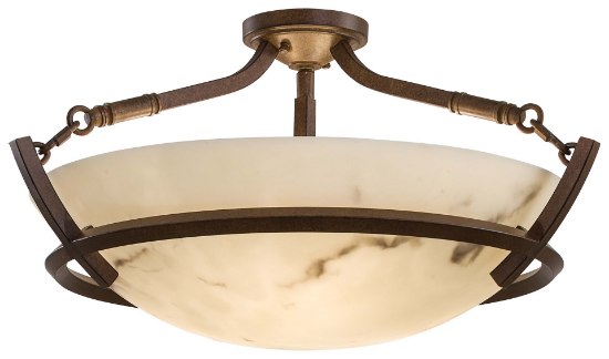 Foto para 60w SW 3 Light Semi Flush Mount Nutmeg Alabaster Dust(Tm) Shade