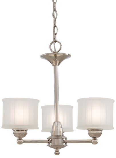 Foto para 100w SW 3 Light Mini Chandelier Polished Nickel Etched Box Pleat