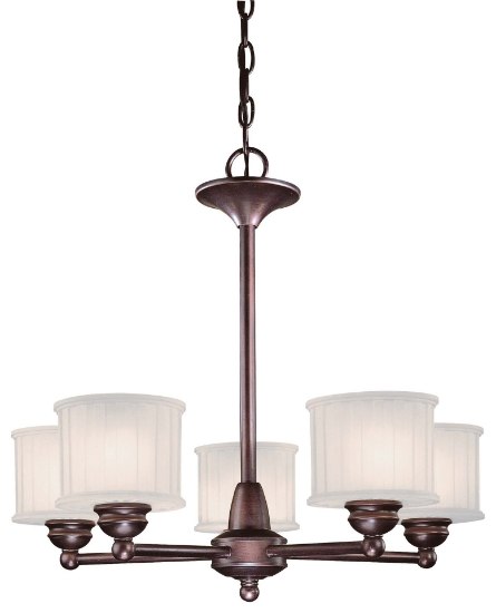 Foto para 100w SW 5 Light Chandelier Lathan Bronze Etched Glass-Box Pleat