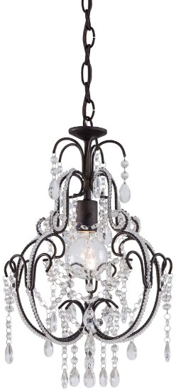 Foto para 60w SW 1 Light Mini Chandelier Taylor Bronze Fluted Piastra Glass