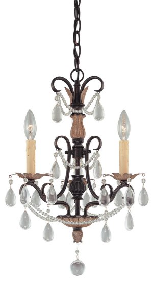 Foto para 60w SW 3 Light Mini Chandelier Distressed Bronze