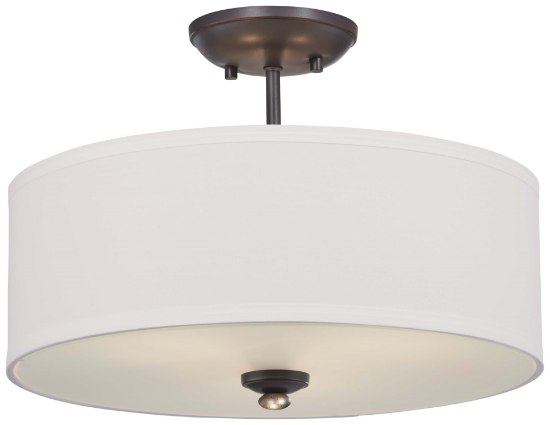 Foto para 100w SW 3 Light Semi Flush Mount Lathan Bronze White