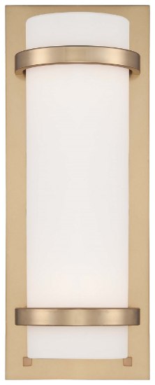 Foto para 100w SW 2 Light Wall Sconce Honey Gold Etched White Glass