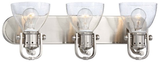 Foto para 100w SW 3 Light Bath Brushed Nickel Clear Seedy Glass