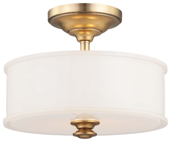 Foto para 60w SW 2 Light Semi Flush Mount Liberty Gold Etched White