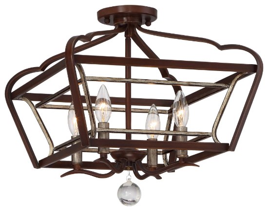 Foto para 60w SW 4 Light Semi Flush Mount Dark Rubbed Sienna With Aged Silver