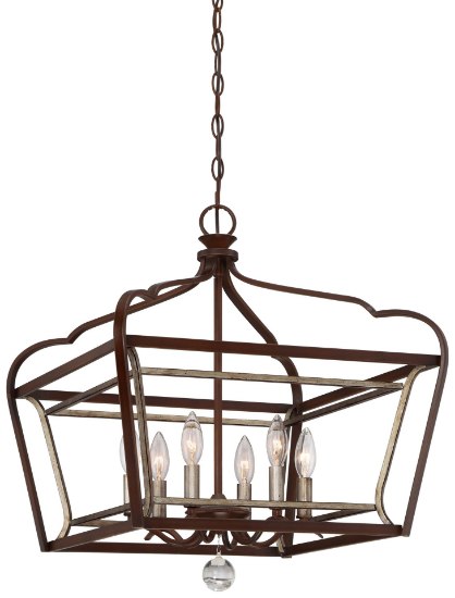 Foto para 60w SW 6 Light Pendant Dark Rubbed Sienna With Aged Silver