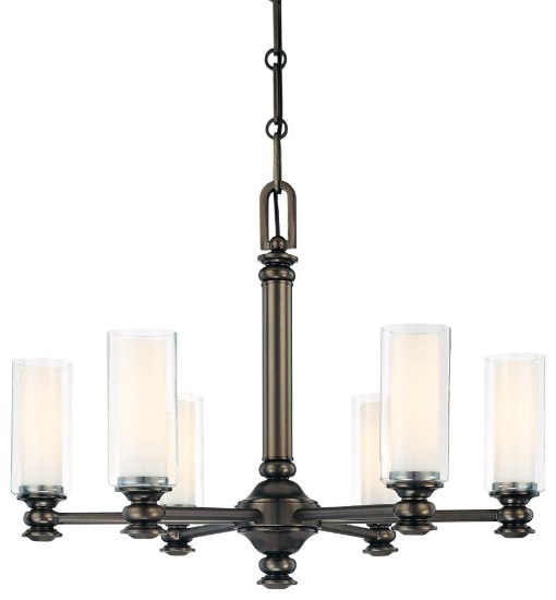 Foto para 60w SW 6 Light Chandelier Harvard Court Bronze (Plated) Clear